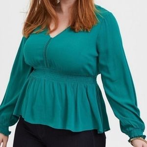 Torrid Emerald Green Peplum Blouse